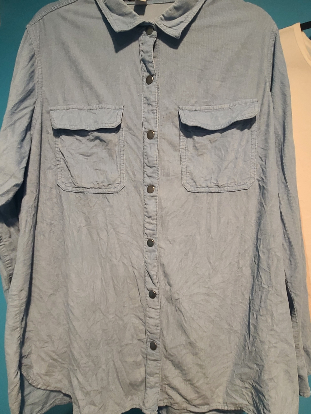 Old Navy Women's Light Blue Baby Corduroy Snap Front